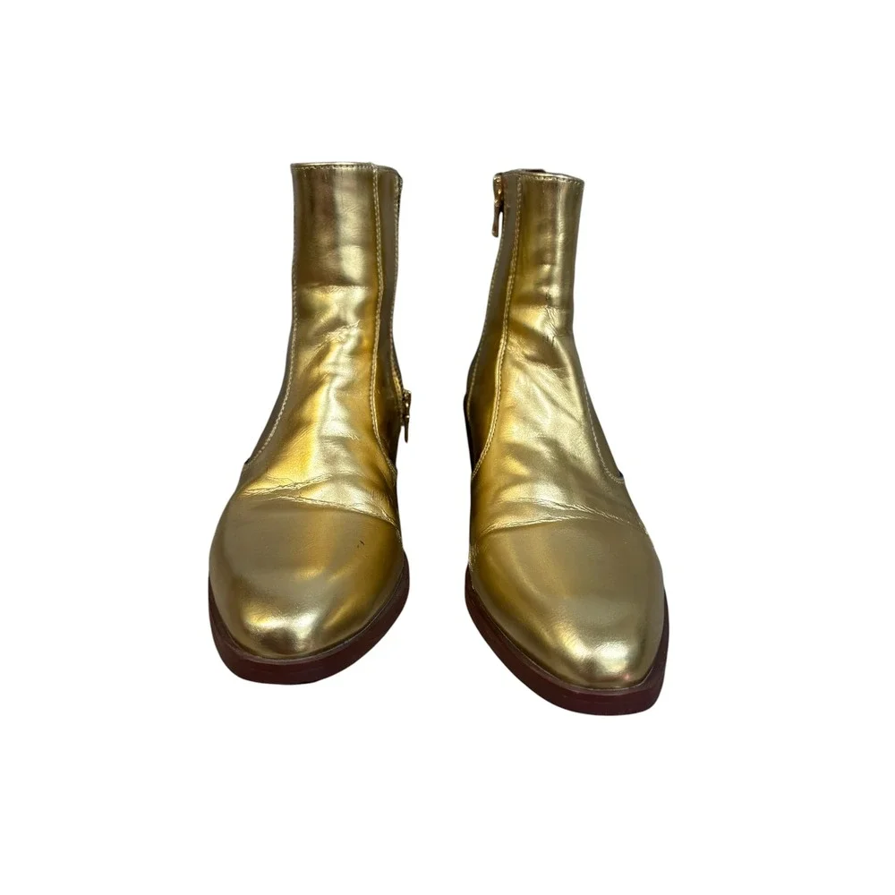 Straight To Hell Men's Vegan Richards Gold Boot 8.5 Chelsea Beatle Winklepickers